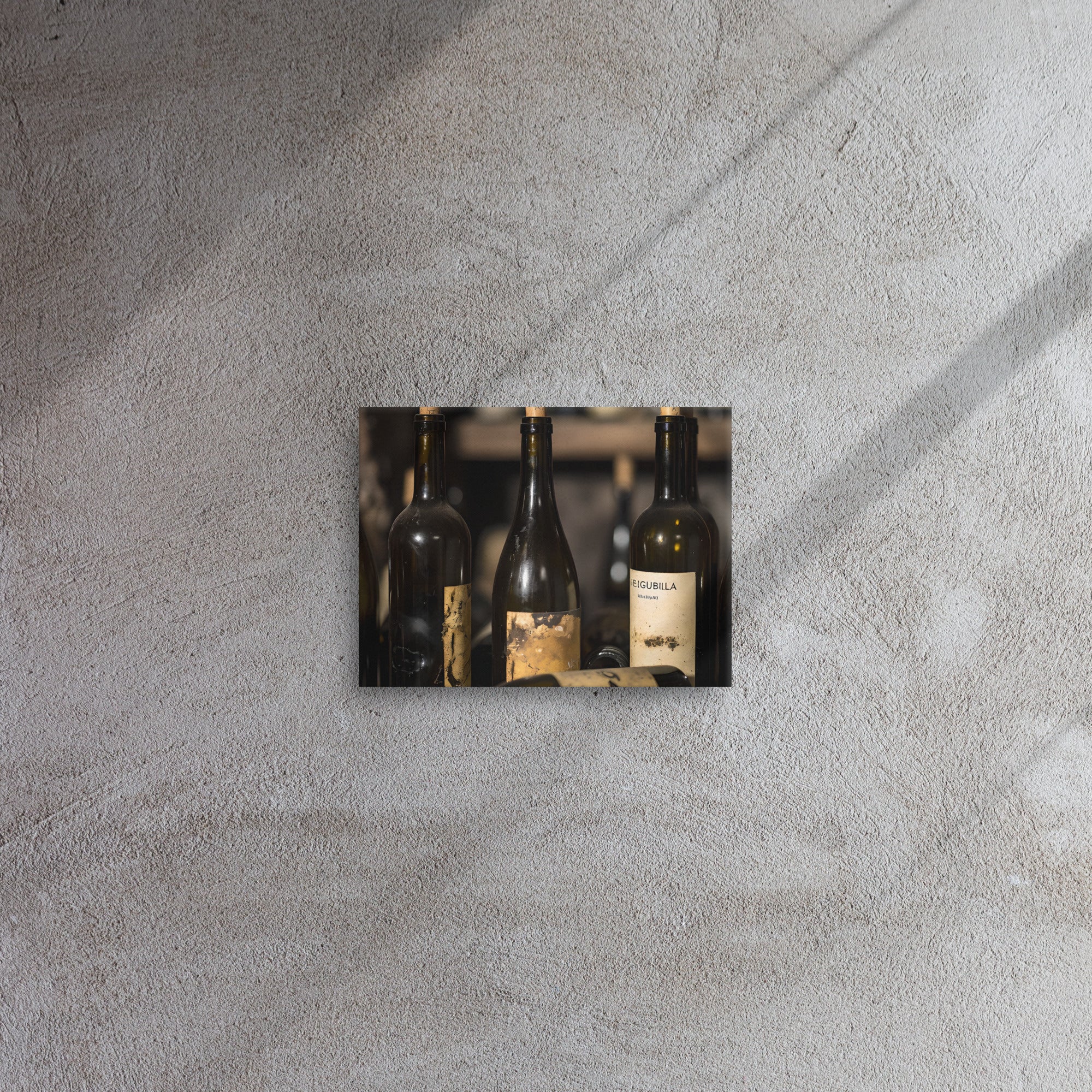 "Bottled Heritage wine art canvas print displayed in modern living room"
